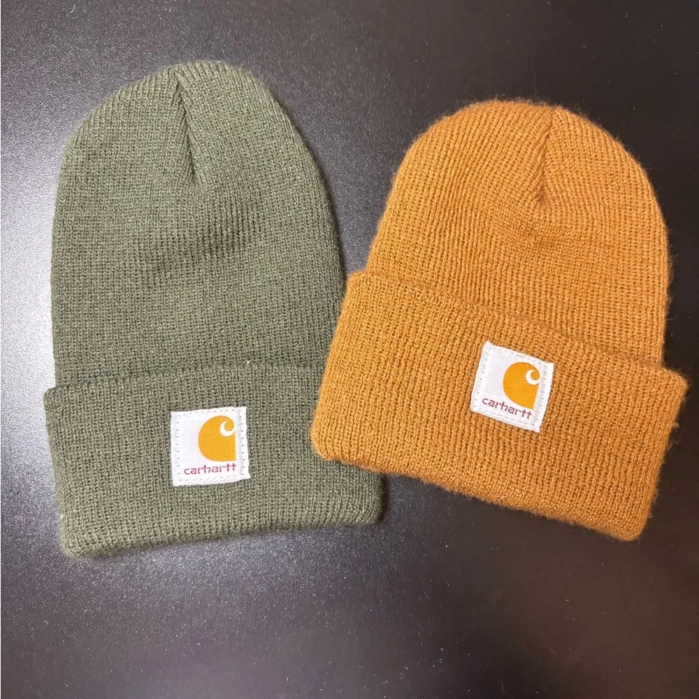 Carhartt Toddler Acrylic Beanie Set - Olive Green and Carhartt Brown - Picture 1 of 2